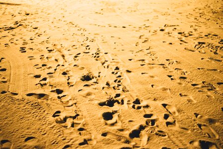 Footprints shore sea