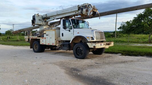 Pole truck white gray truck