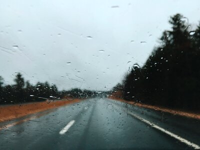Road highway raining