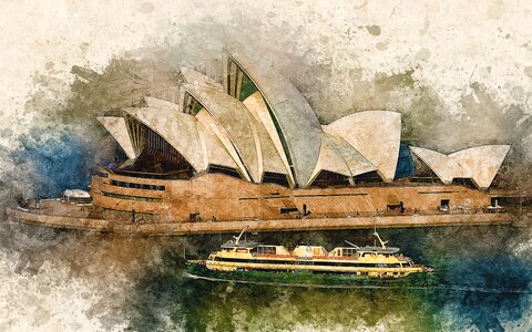 Sydney the opera house watercolor