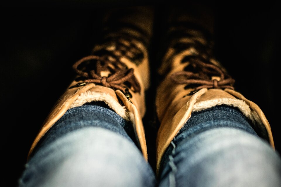 Denim boots gray clothes