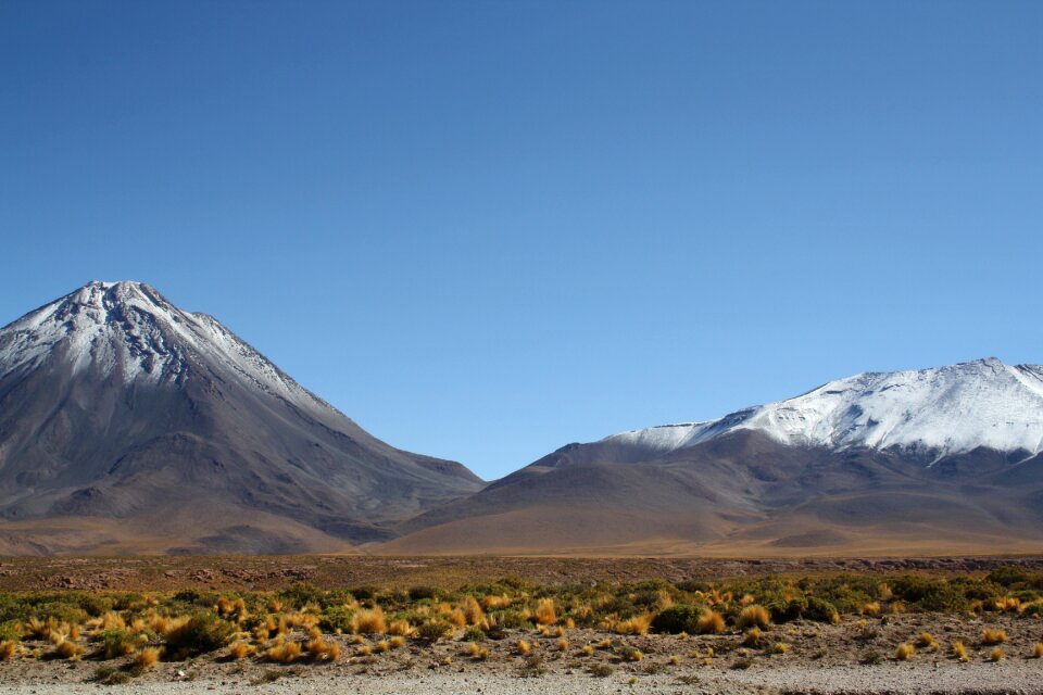 Volcano snow landscape
