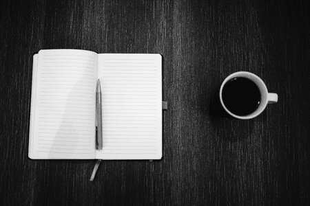 Journal writing coffee photo
