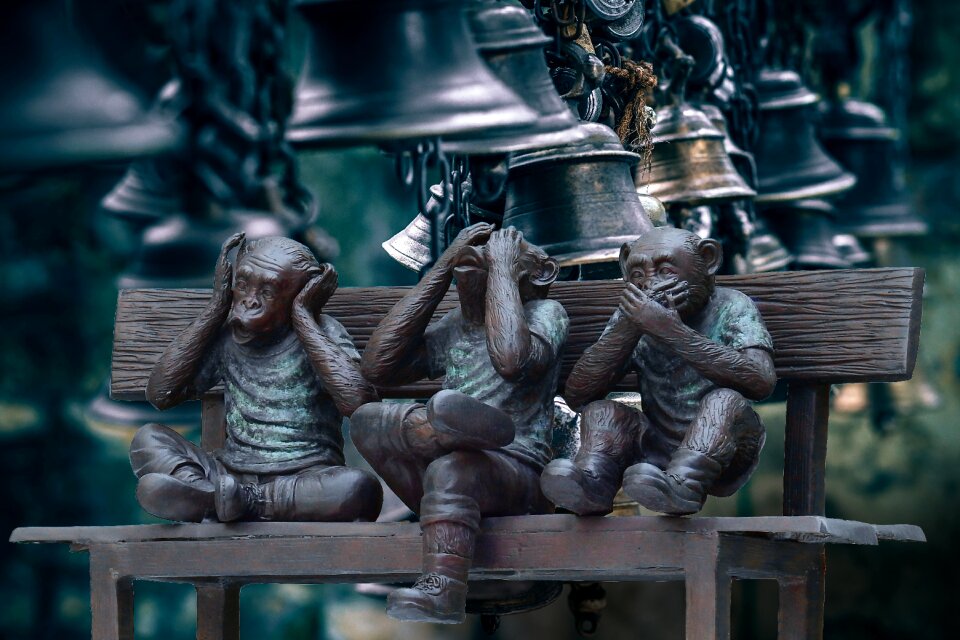 Three monkeys disturbance of the peace bank