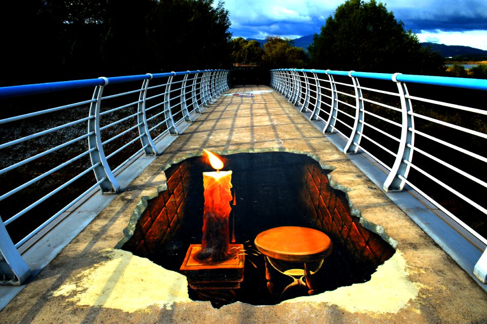 Street painting painting the trick