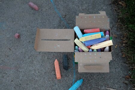 Chalk crayons pavement