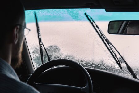 Raining windshield wipers guy photo
