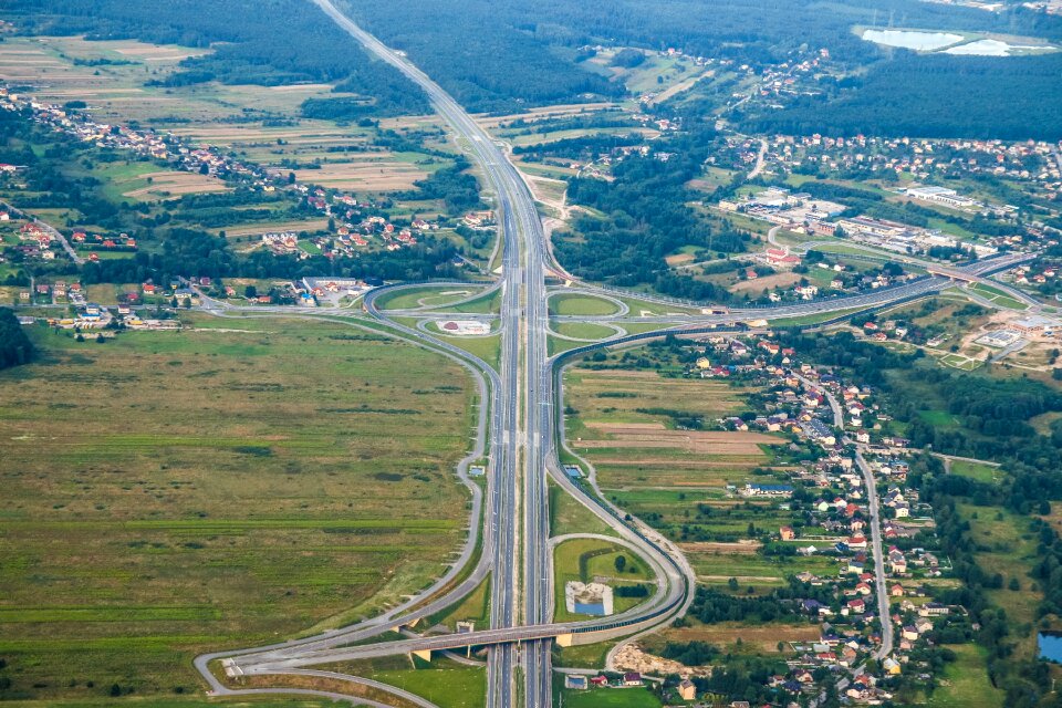 Transport hub aerial photo buildings