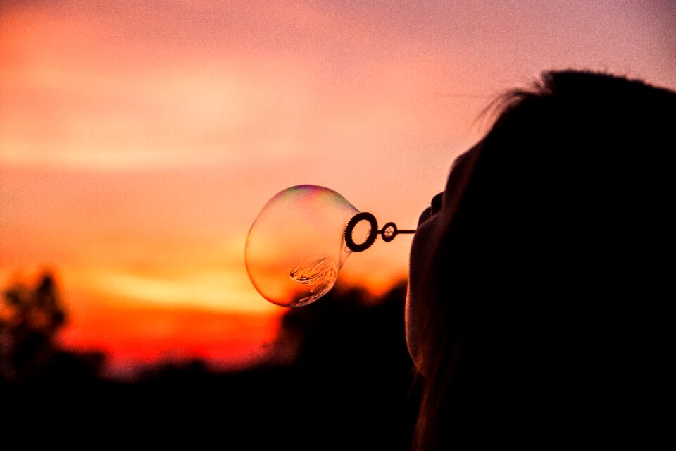 Woman sunset view