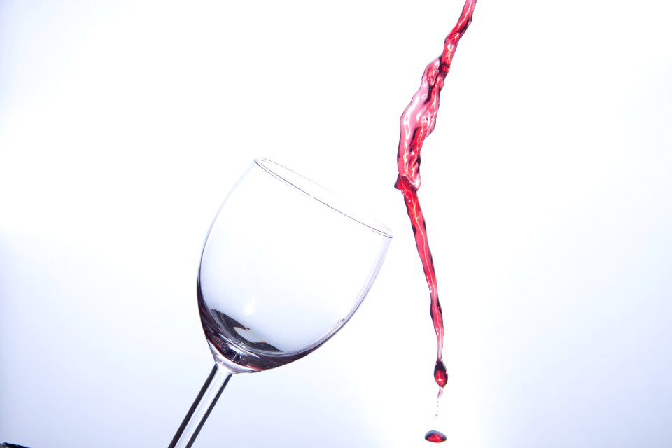 Empty drinking cup wine spill