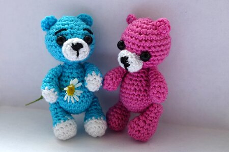 Childhood knitted toys kids photo