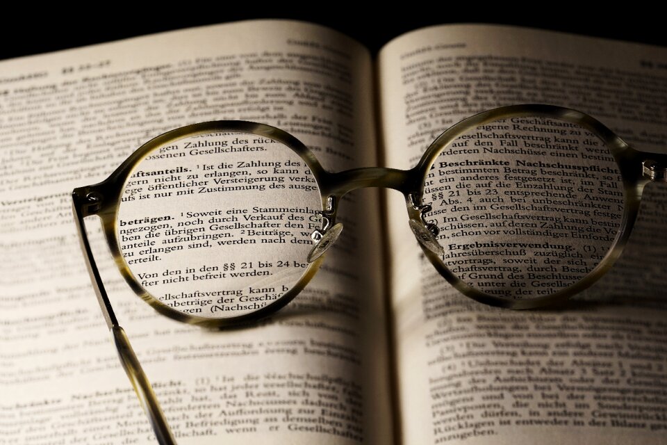 Page literature reading glasses