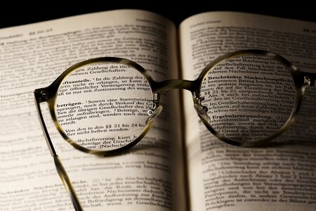 Page literature reading glasses photo