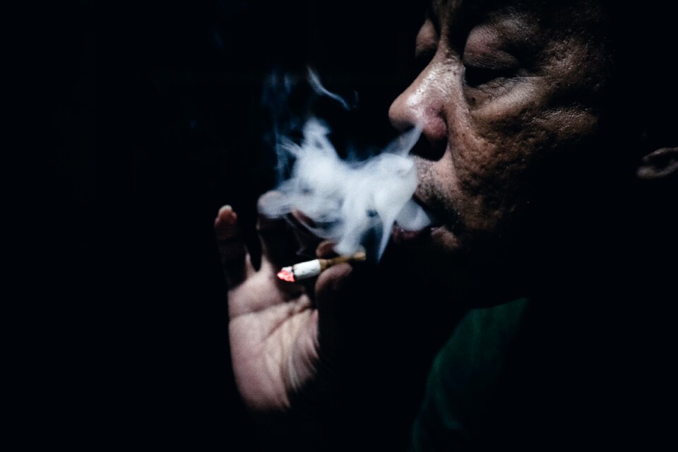 Smoking cigarette black smoke