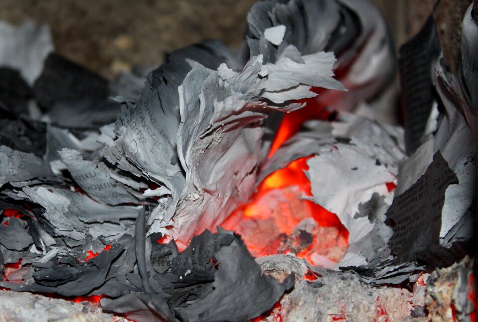 Damping paper burned newspaper photo