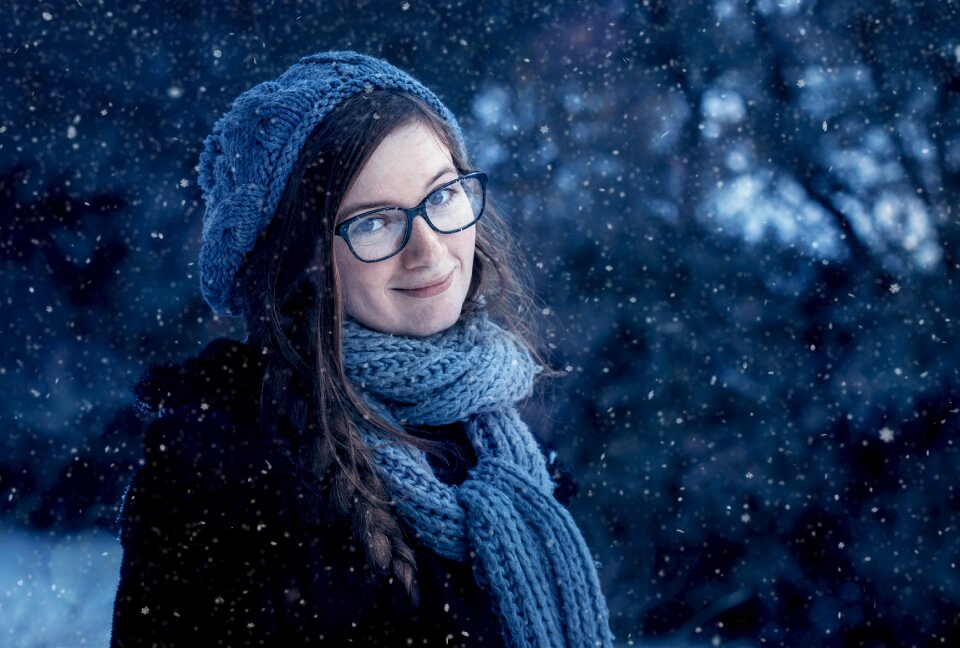 Snow joy young woman