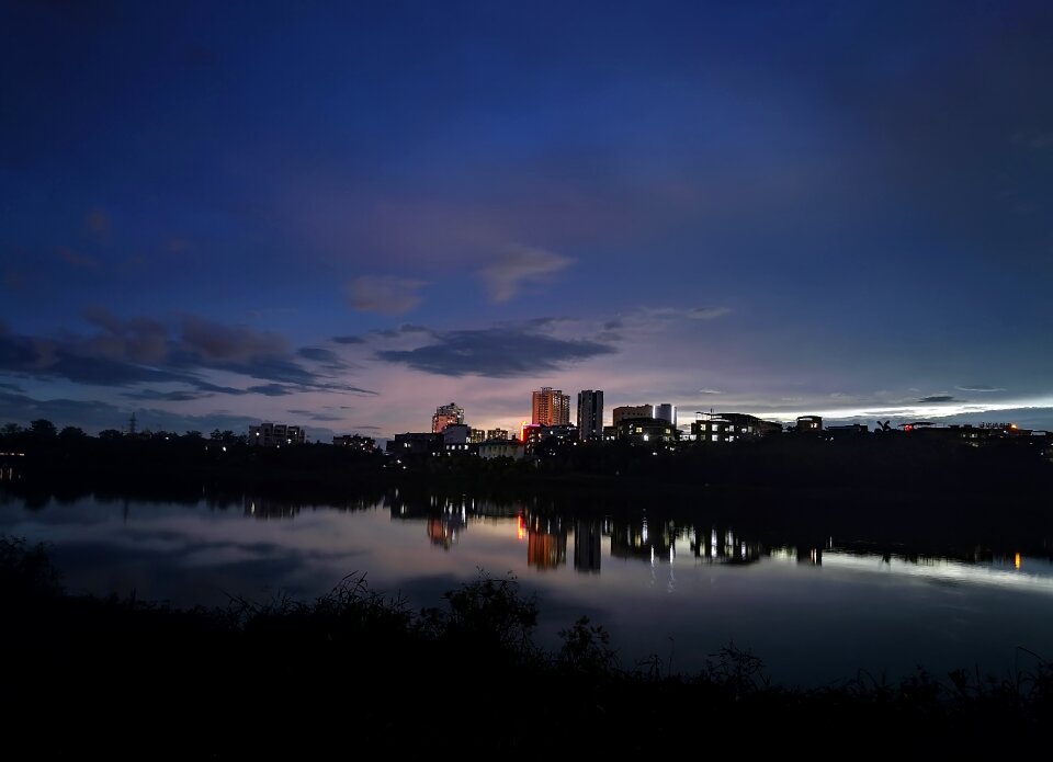 Riverside night twilight