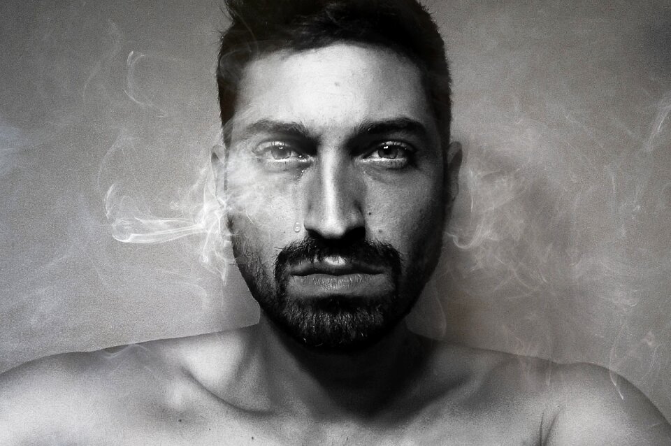 Black and white sadness look
