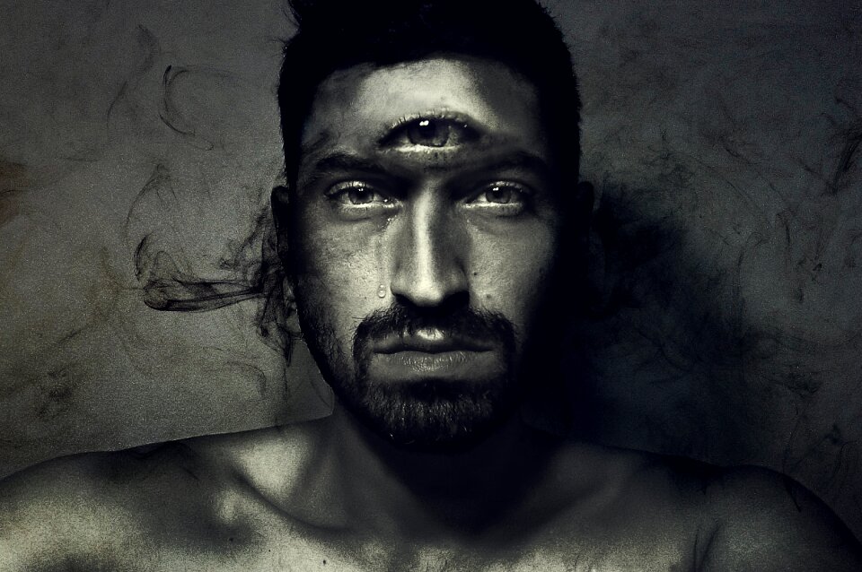 Black and white sadness look