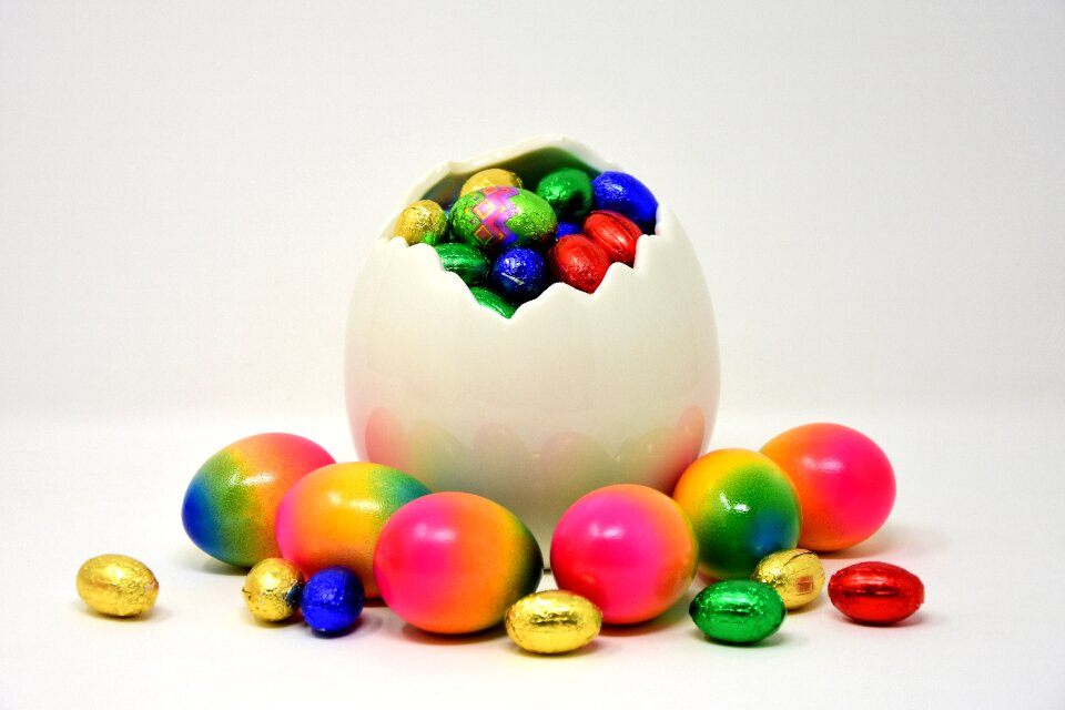 Colorful color chocolate eggs