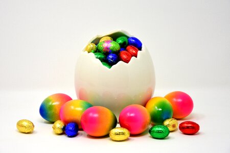 Colorful color chocolate eggs photo