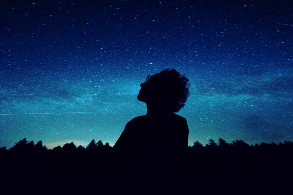 Silhouette blue sky