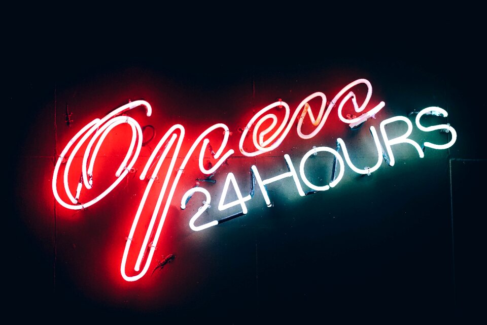 Neon lights black night