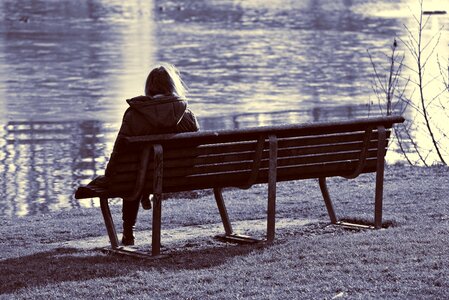 Solitary alone sitting photo