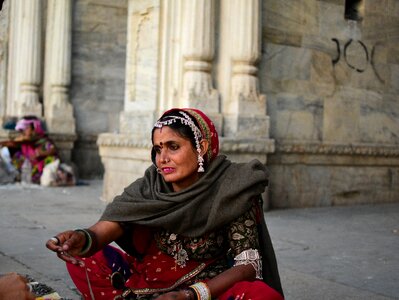 Woman headscarf street photo