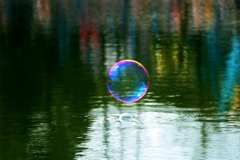 Color soap bubble pond