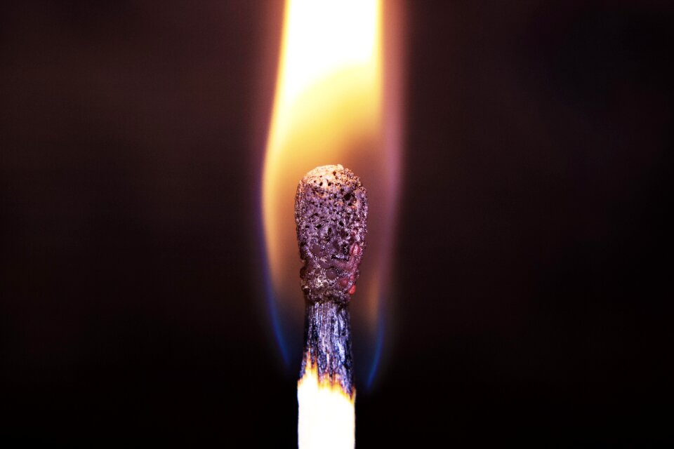 Match flame log fire hot