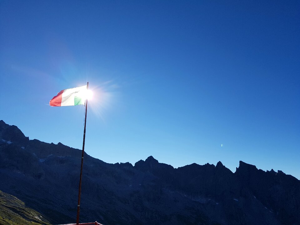 Mountains sky flag