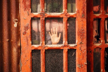 Wall hand brown door