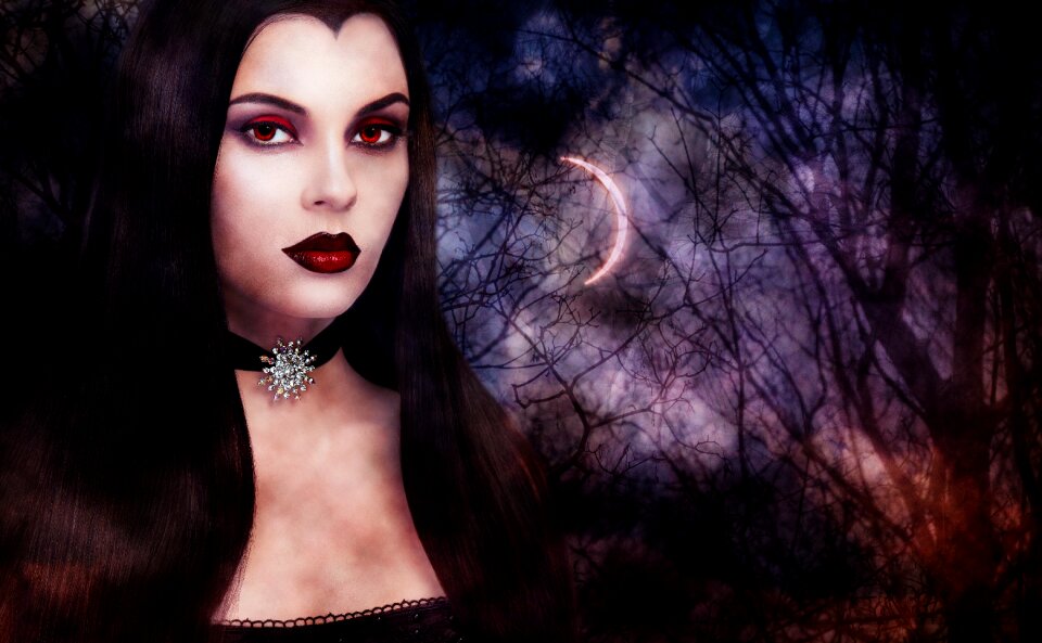 Crescent moon night spooky