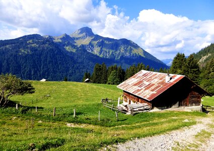 Haute savoie mountain wood photo