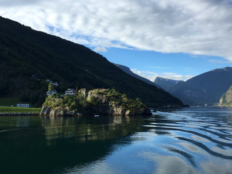 Waterway fjord mountain