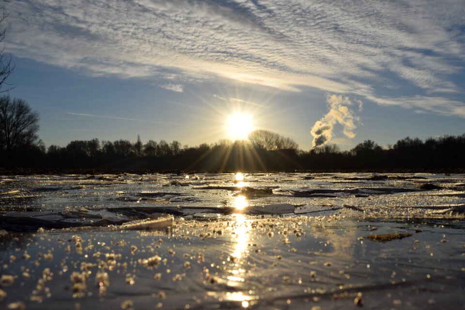 Ice frozen winter lake