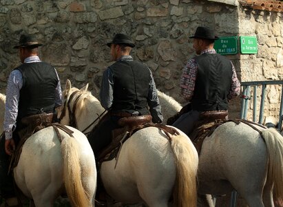 Horses riders camargue horse photo