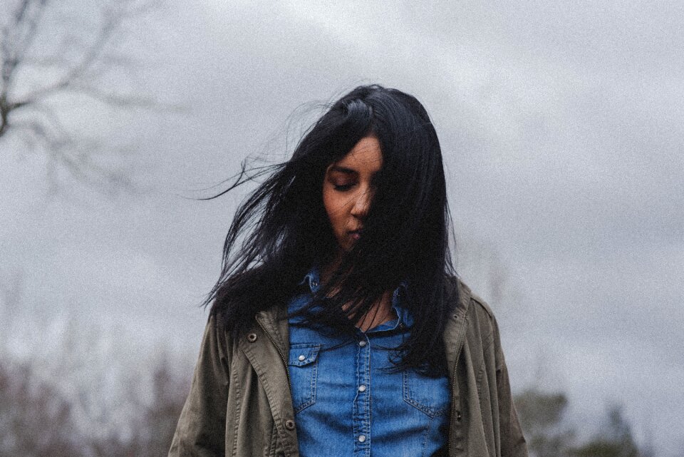 Windy hair alone photo