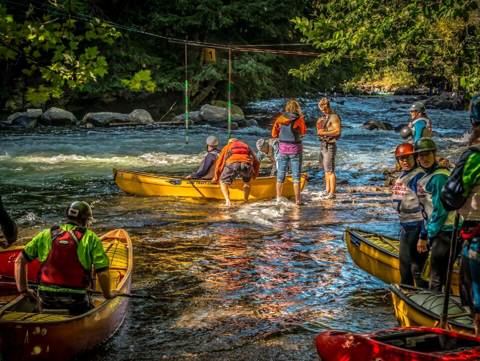 Canoe race river