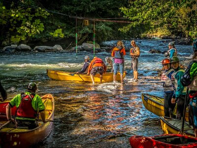 Canoe race river photo