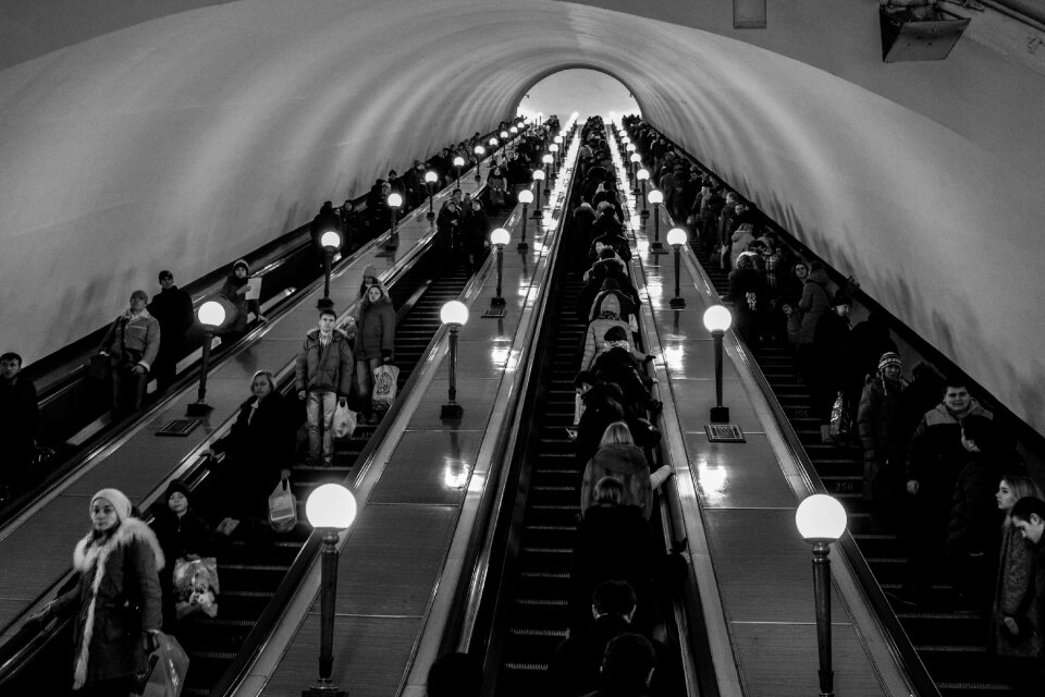 Lights escalator building