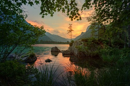 Landscape lake reflection photo