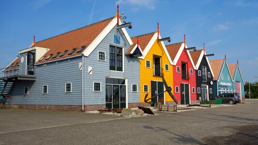 Multicolour colourful houses warehouses photo