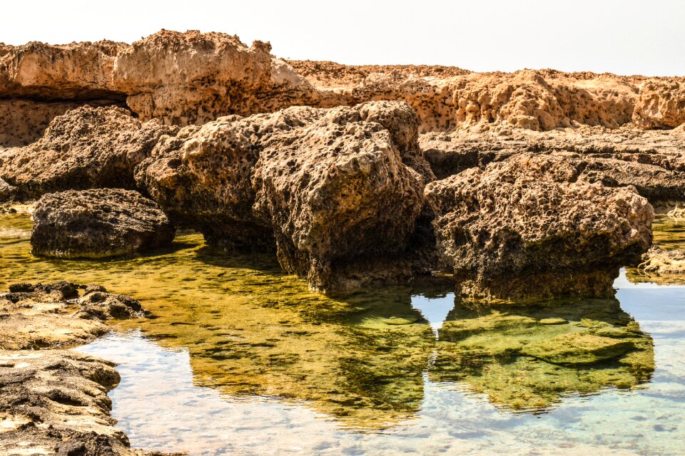Landscape rock formation reflection