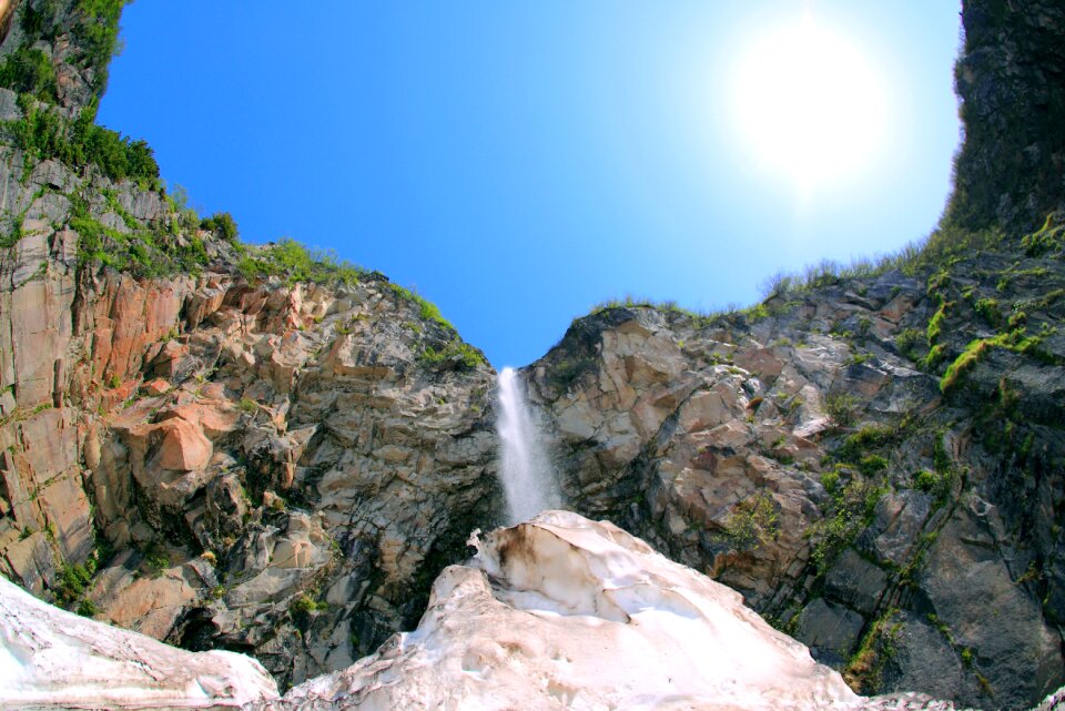 Mountain travel waterfall