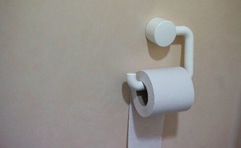 Tissue holder toilet wall photo