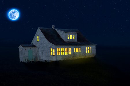 Full moon old house moonlight photo