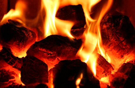 Hot fireplace inflammatory photo