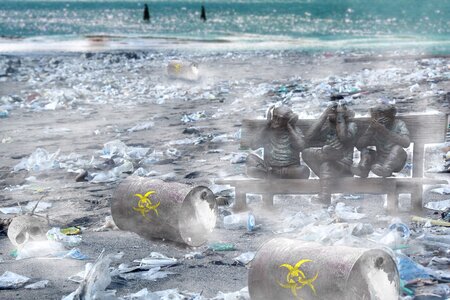 Plastic waste throw away society pollution photo